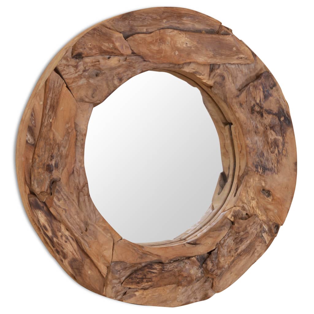 vidaXL Decorative Mirror Teak 60 cm Round