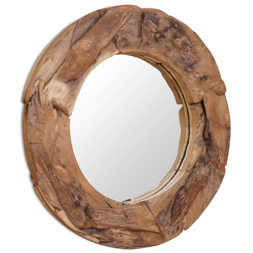 vidaXL Decorative Mirror Teak 80 cm Round