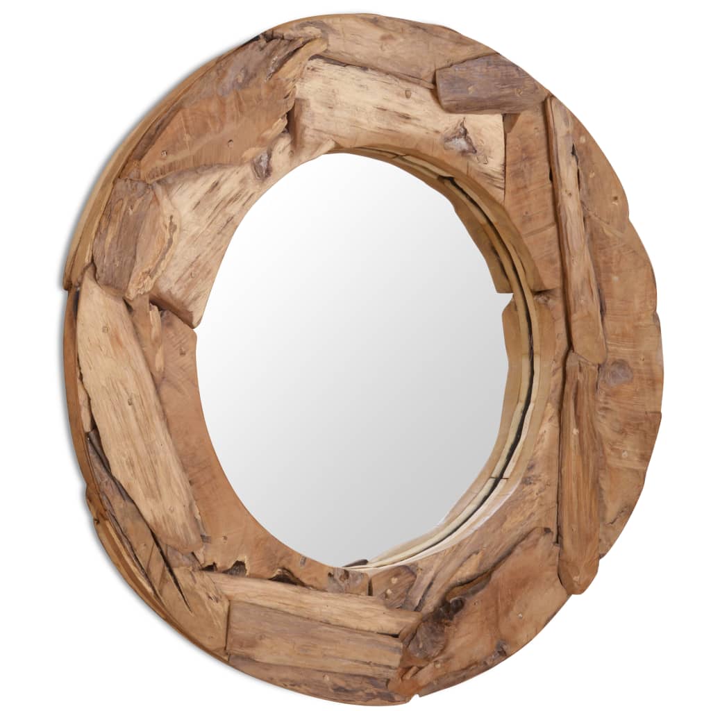 vidaXL Decorative Mirror Teak 80 cm Round