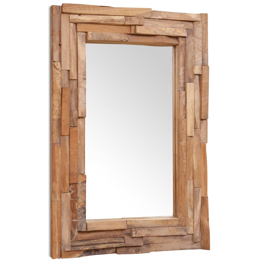 vidaXL Decorative Mirror Teak 90x60 cm Rectangular