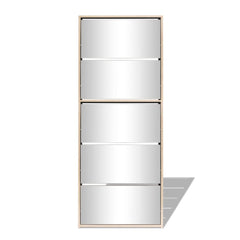 vidaXL Shoe Cabinet 5-Layer Mirror White 63x17x169.5 cm