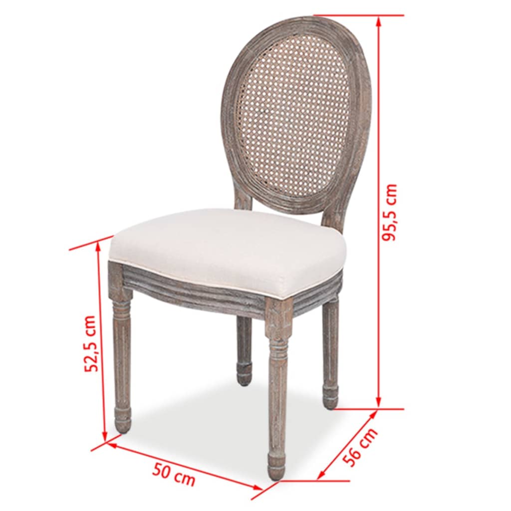 vidaXL Dining Chairs 6 pcs Cream Fabric