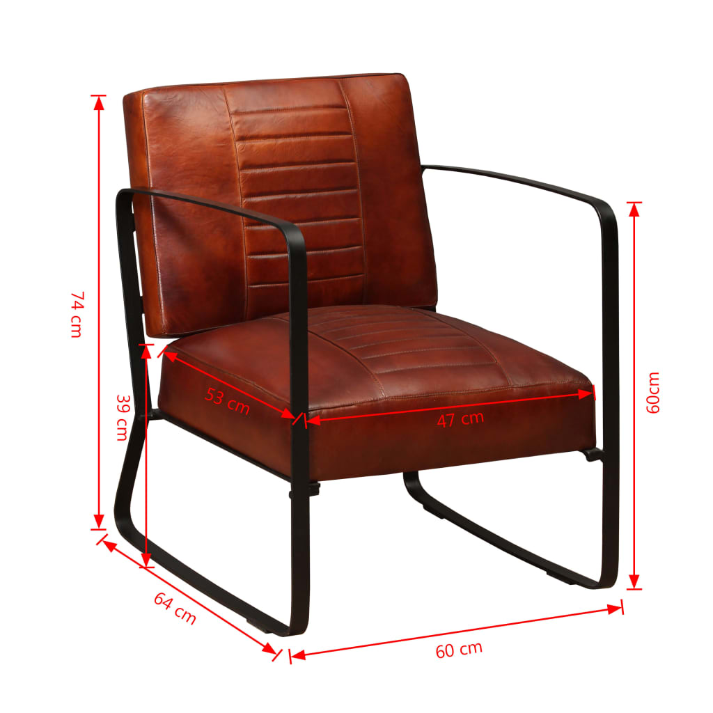 vidaXL Lounge Chair Brown Genuine Leather