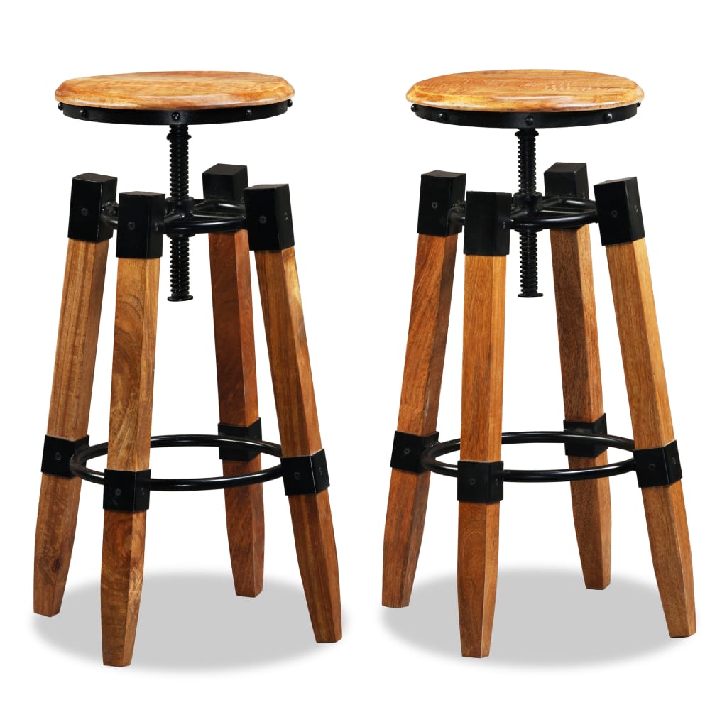 vidaXL Bar Stools 2 pcs Solid Mango Wood