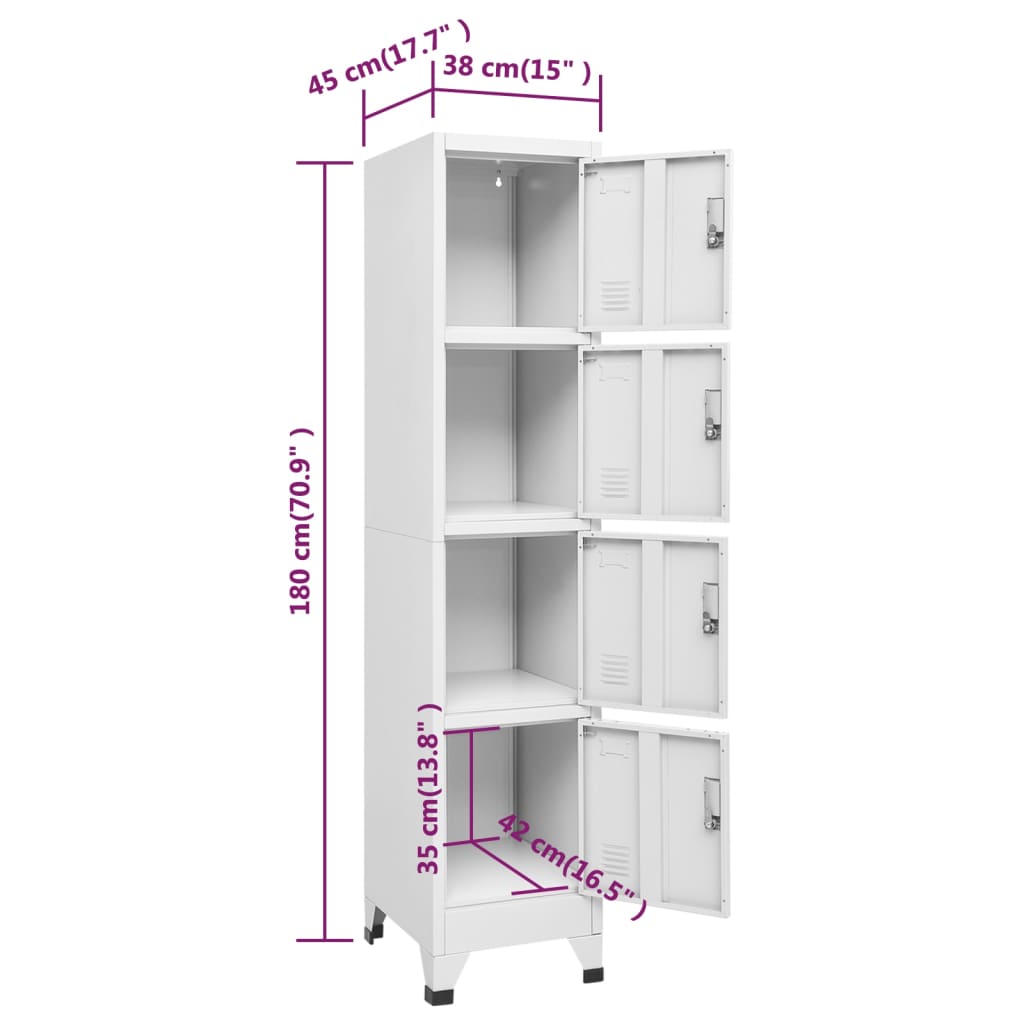 vidaXL Locker Cabinet with 4 Compartments 38x45x180 cm