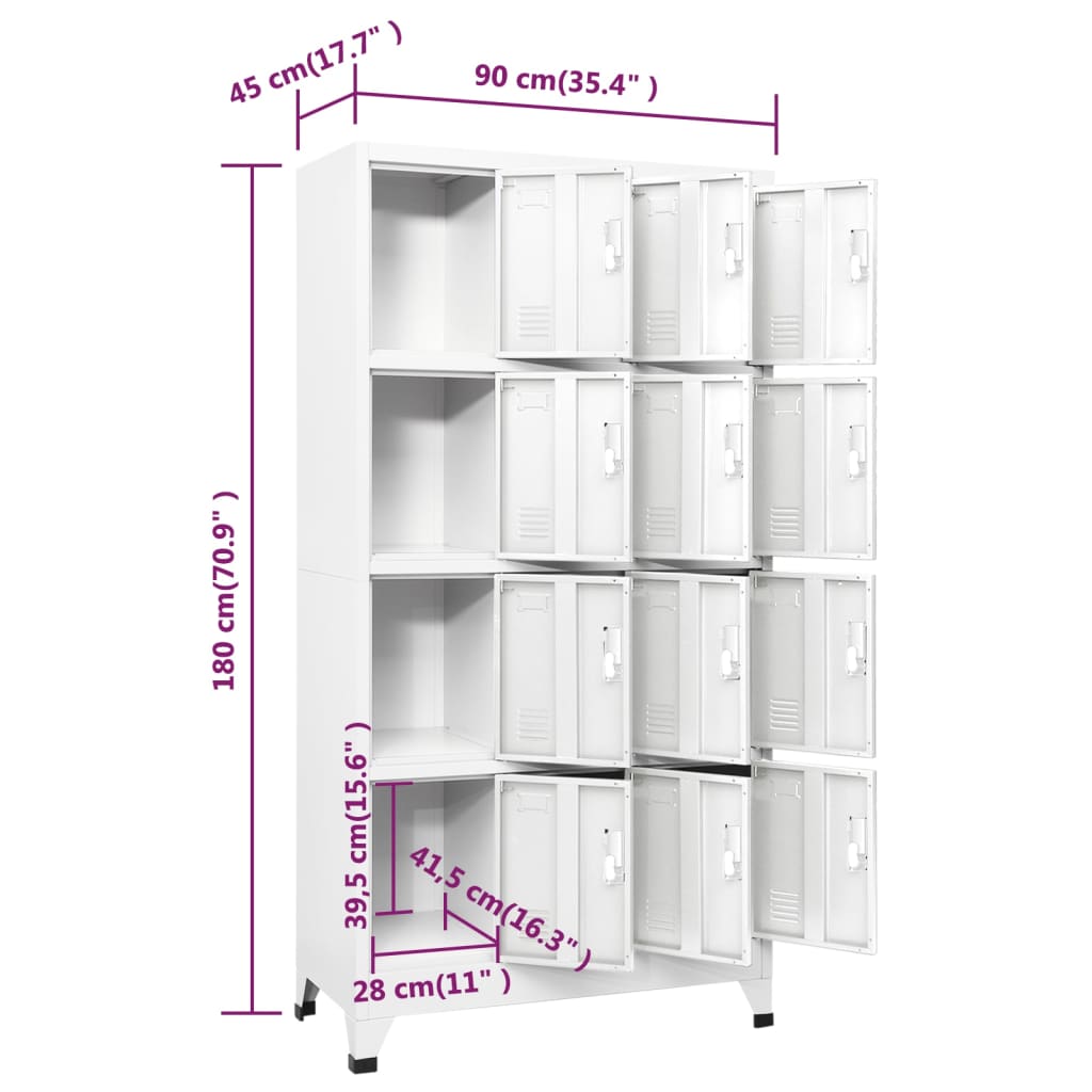 vidaXL Locker Cabinet with 12 Compartments 90x45x180 cm