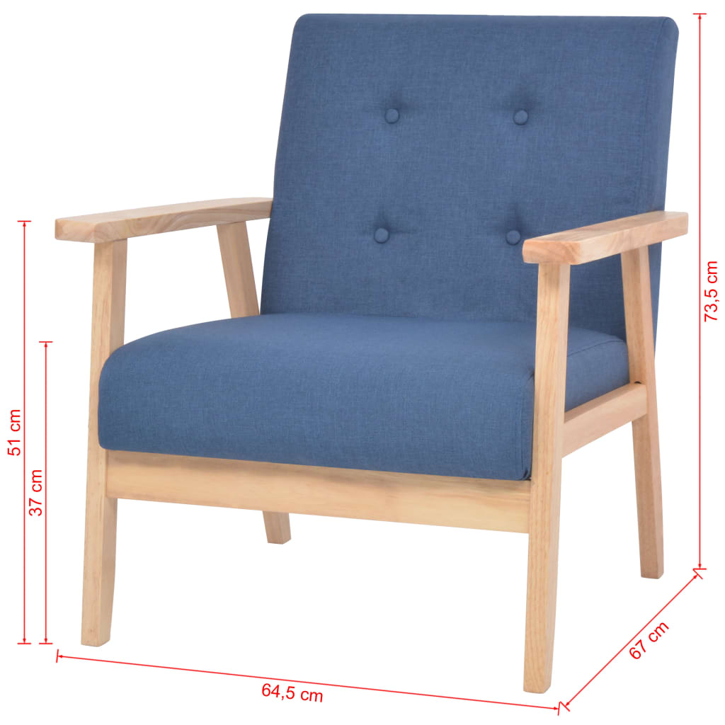 vidaXL Armchair Blue Fabric