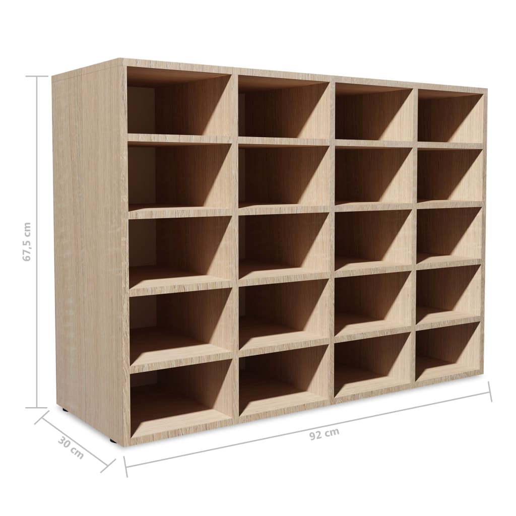 vidaXL Shoe Rack Engineered Wood 92x30x67.5 cm Oak