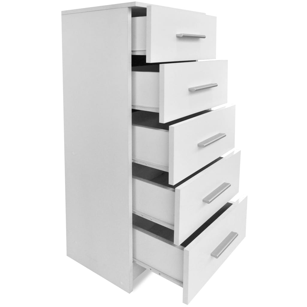 vidaXL Tall Chest of Drawers Engineered Wood 41x35x106 cm White