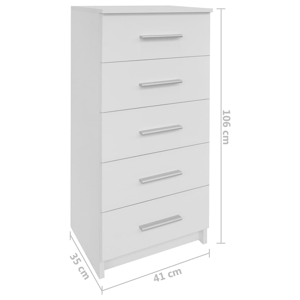 vidaXL Tall Chest of Drawers Engineered Wood 41x35x106 cm White