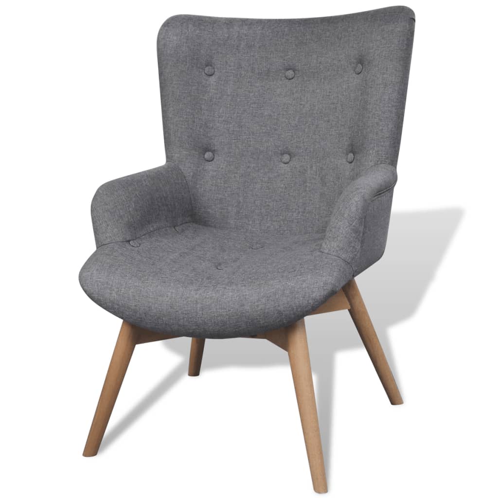 vidaXL Armchair with Footstool Grey Fabric