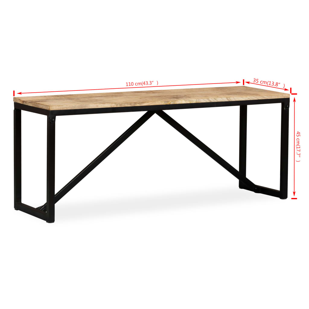 vidaXL Bench Solid Mango Wood 110x35x45 cm