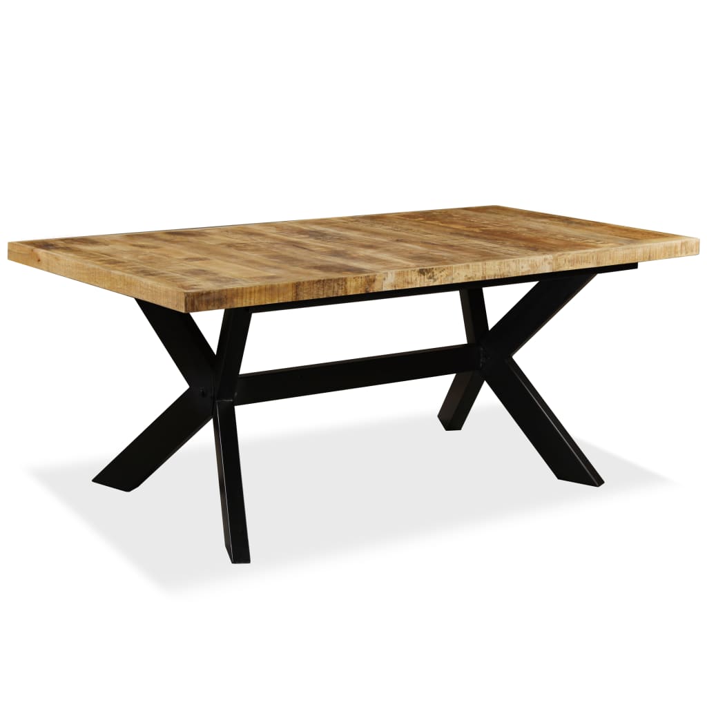 vidaXL Dining Table Solid Mango Wood and Steel Cross 180 cm