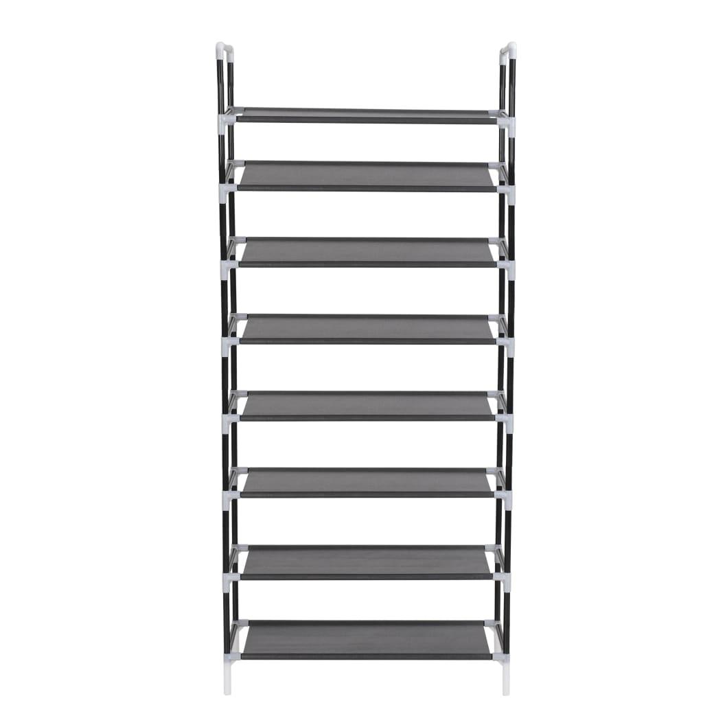 vidaXL Shoe Rack with 8 Shelves Metal and Non-woven Fabric Black