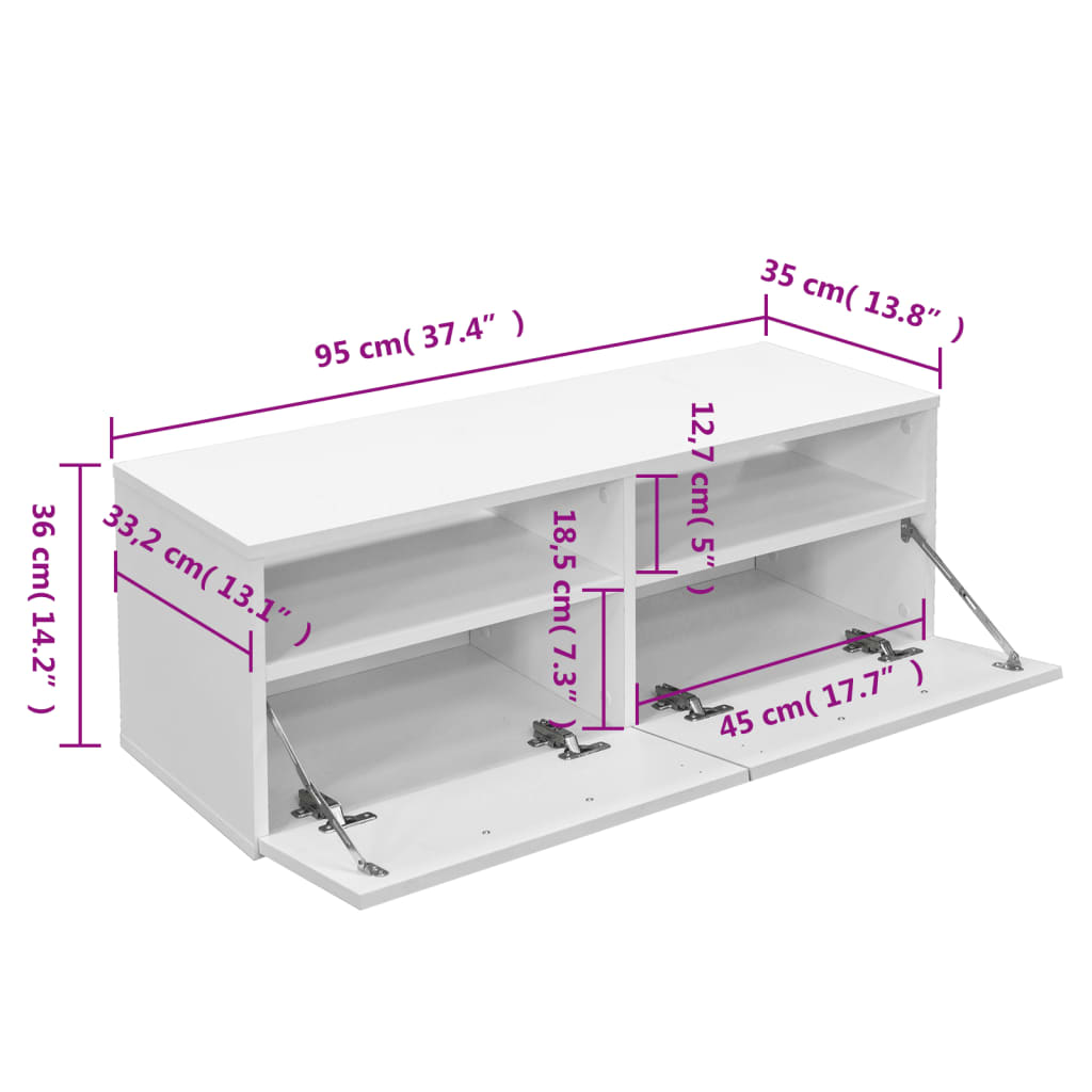 vidaXL TV Cabinet Engineered Wood 95x35x36 cm Oak and White