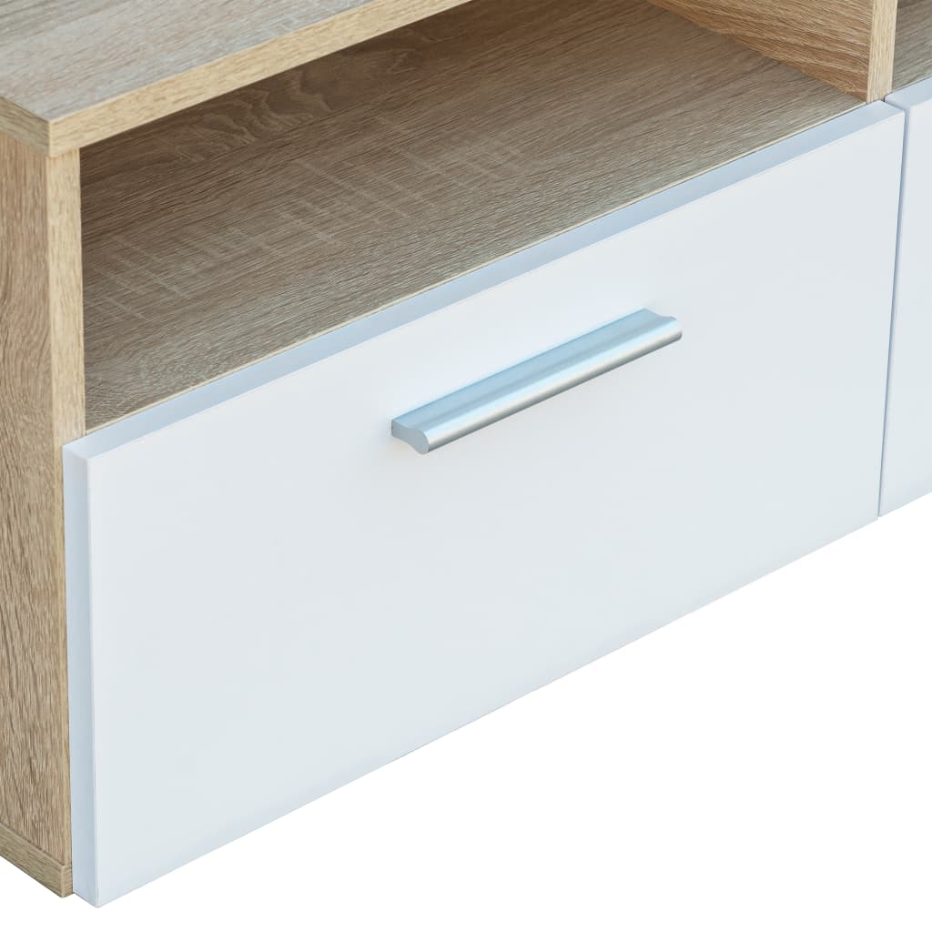 vidaXL TV Cabinet Engineered Wood 95x35x36 cm Oak and White