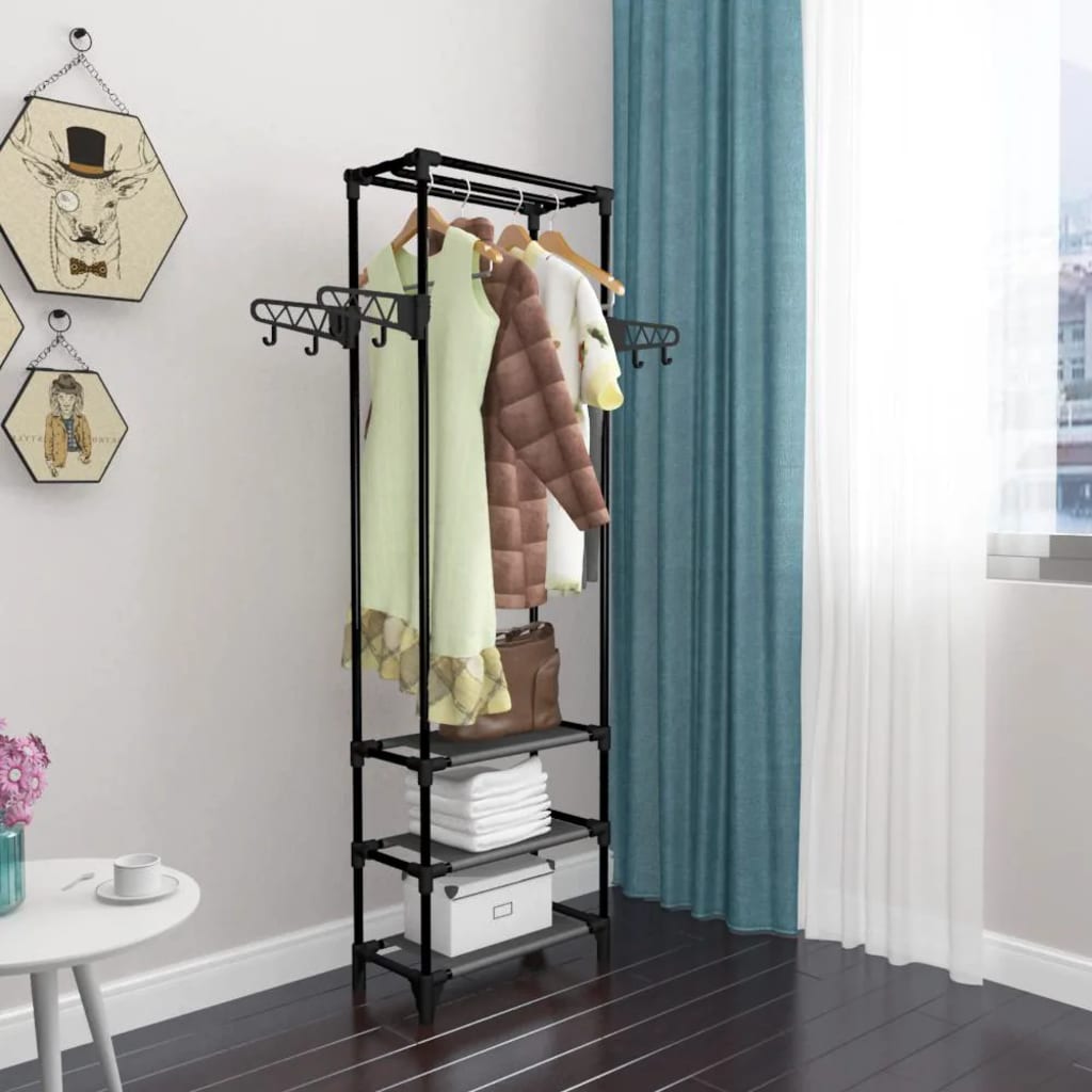 vidaXL Clothes Rack Steel and Non-woven Fabric 55x28.5x175 cm Black