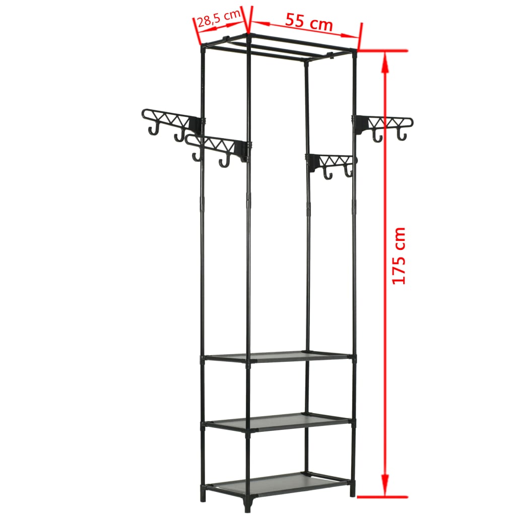 vidaXL Clothes Rack Steel and Non-woven Fabric 55x28.5x175 cm Black