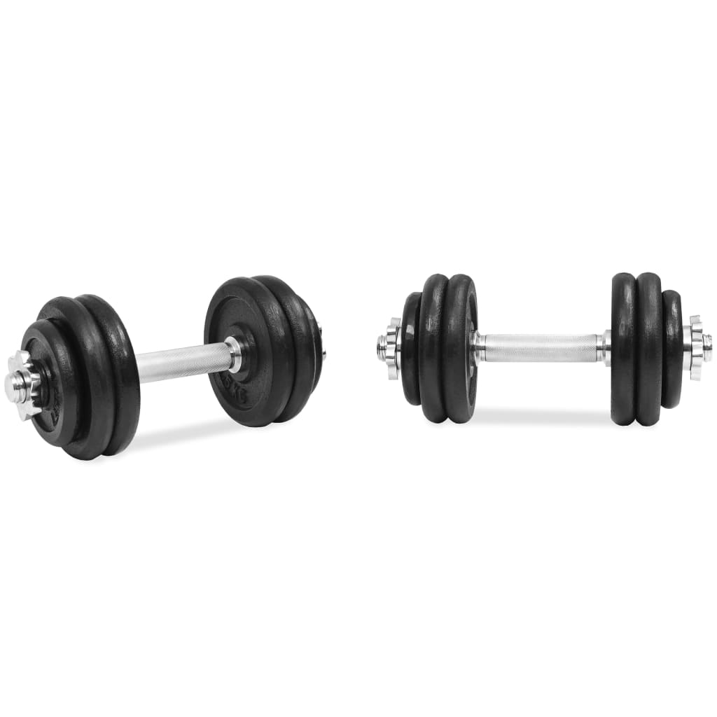 vidaXL 18 Piece Dumbbell Set 30 kg Cast Iron