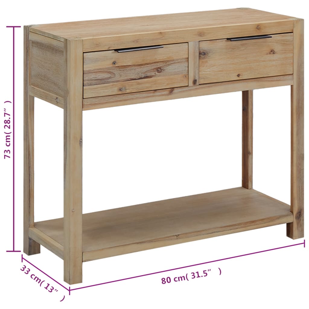 vidaXL Console Table 82x33x73 cm Solid Acacia Wood