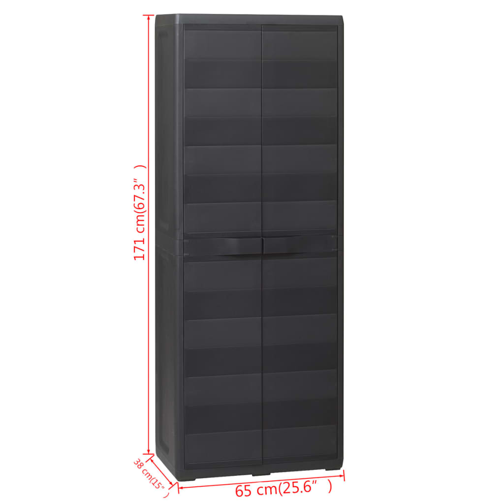 vidaXL Garden Storage Cabinet with 3 Shelves Black