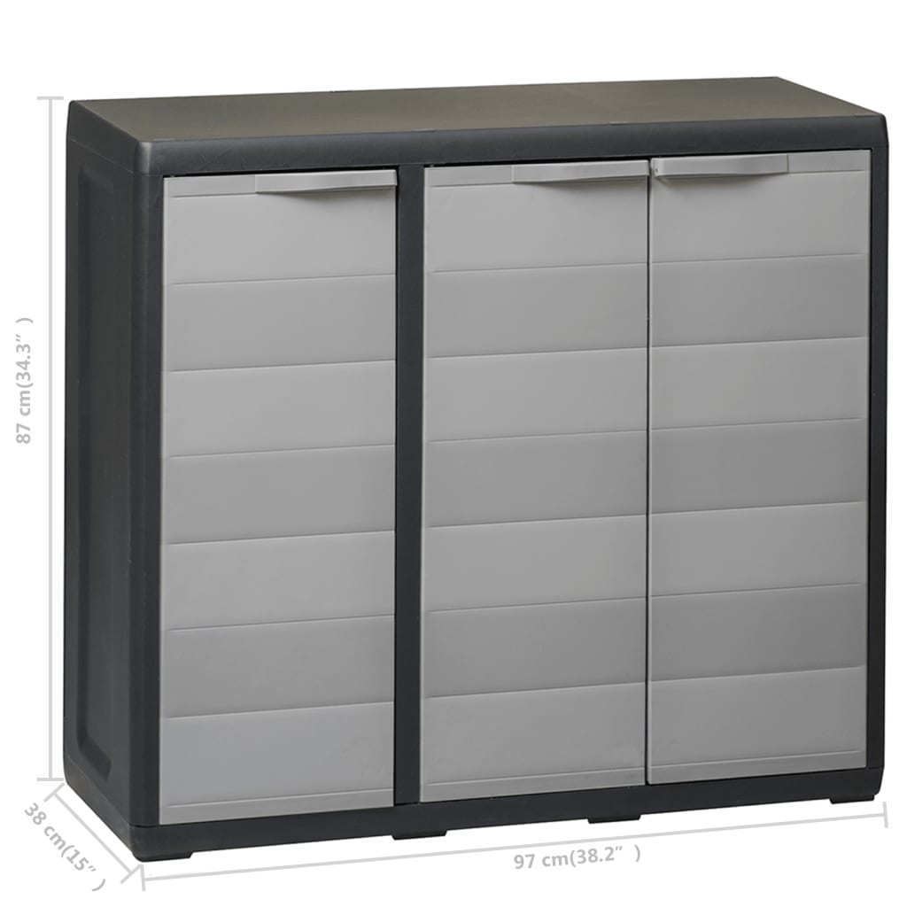 vidaXL Garden Storage Cabinet with 2 Shelves Black