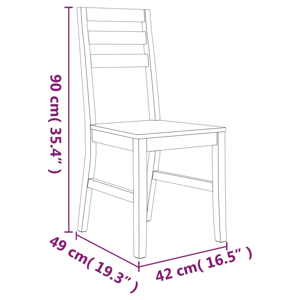 vidaXL Dining Chairs 2 pcs Solid Acacia Wood