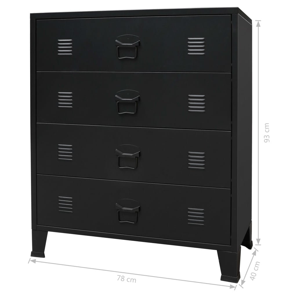 vidaXL Chest of Drawers Metal Industrial Style 78x40x93 cm Black