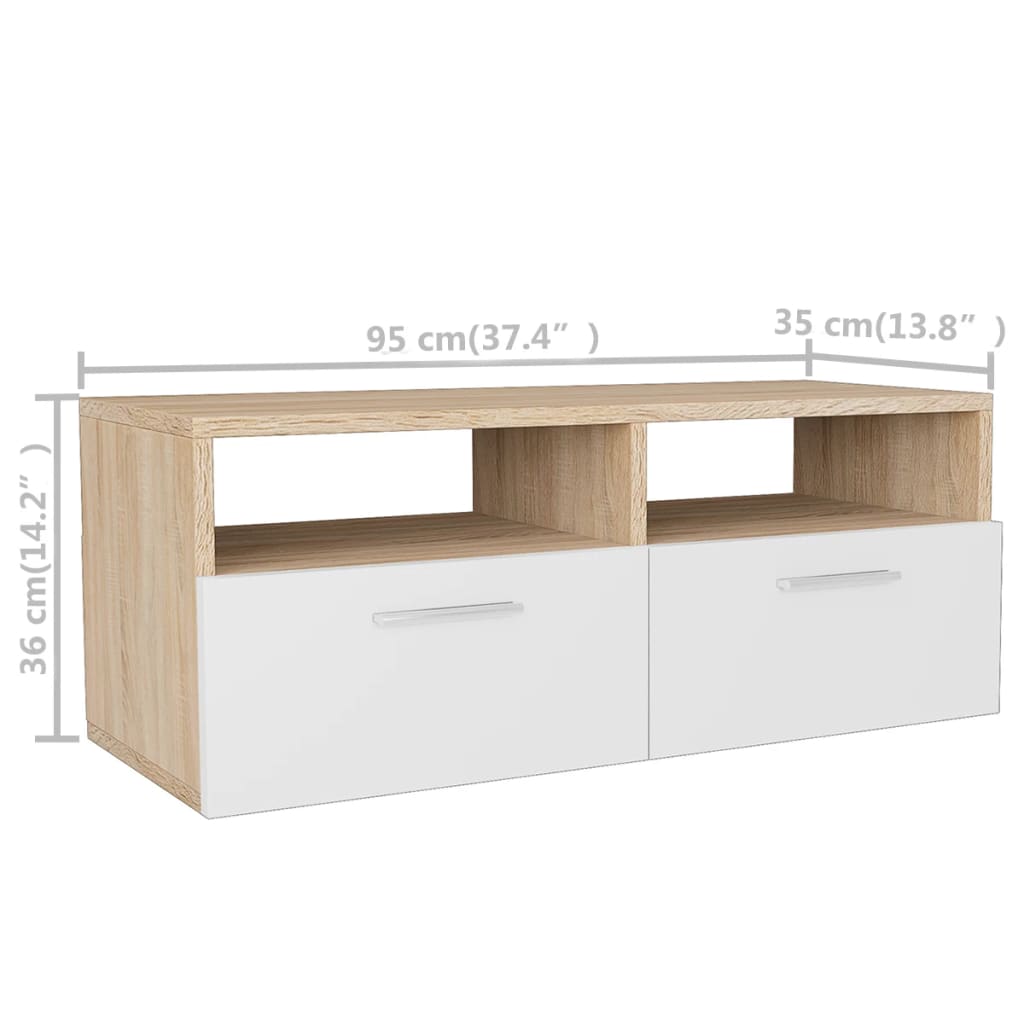 vidaXL TV Cabinets 2 pcs Engineered Wood 95x35x36 cm Oak