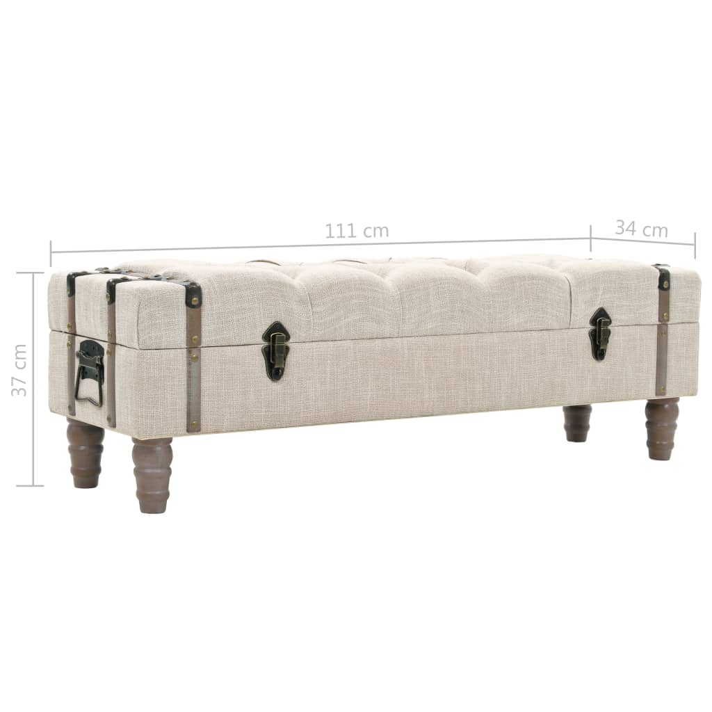 vidaXL Storage Bench Solid Wood and Steel 111x34x37 cm