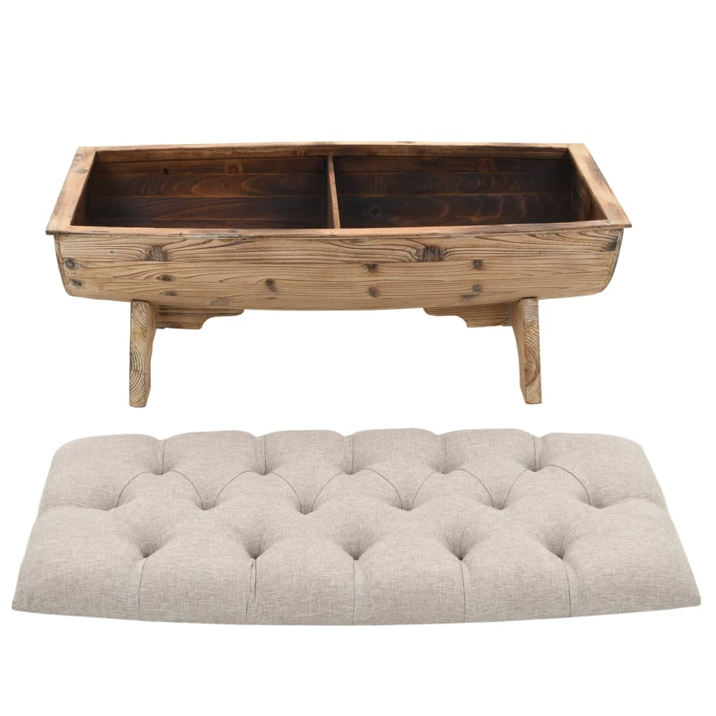 vidaXL Storage Bench Solid Wood and Fabric 103x51x44 cm