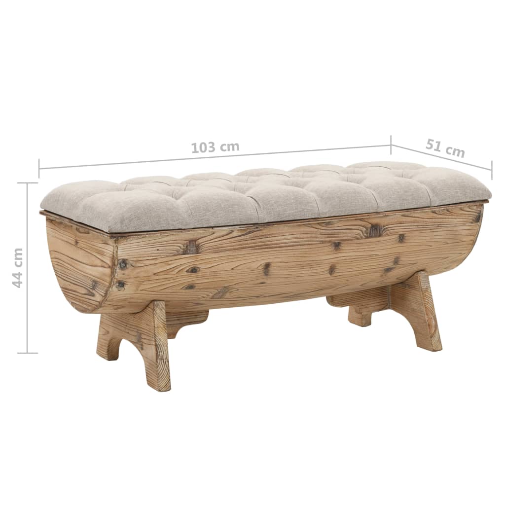 vidaXL Storage Bench Solid Wood and Fabric 103x51x44 cm