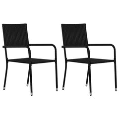 Outdoor Dining Chairs 2 pcs Poly Rattan