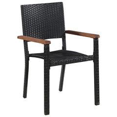 vidaXL 9 Piece Outdoor Dining Set Poly Rattan and Acacia Wood Black