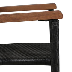 vidaXL 9 Piece Outdoor Dining Set Poly Rattan and Acacia Wood Black