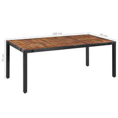 vidaXL 9 Piece Outdoor Dining Set Poly Rattan and Acacia Wood Black