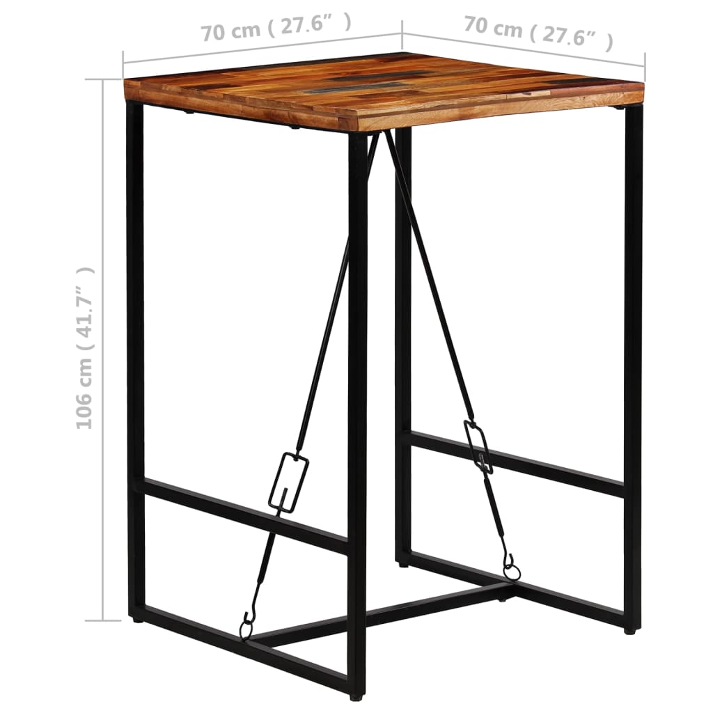 vidaXL Bar Table Solid Reclaimed Wood 70x70x106 cm