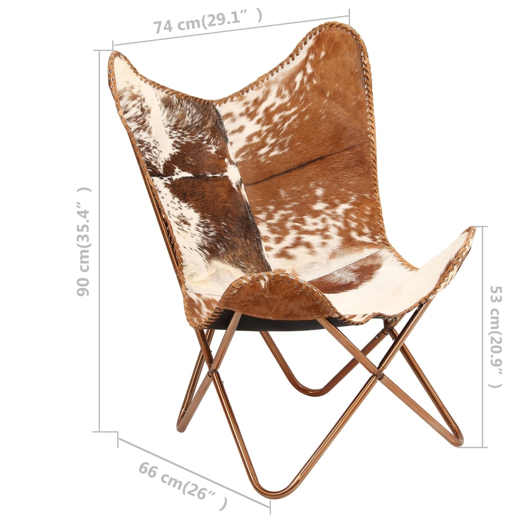 Butterfly Chair  and White Genuine Goat Leather