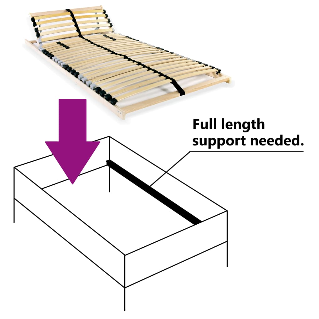 vidaXL Slatted Bed Base without Mattress with 28 Slats 7 Zones 90x200 cm