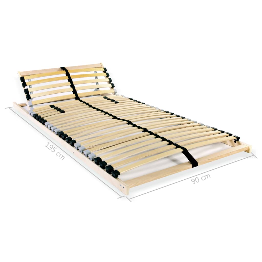 vidaXL Slatted Bed Base without Mattress with 28 Slats 7 Zones 90x200 cm