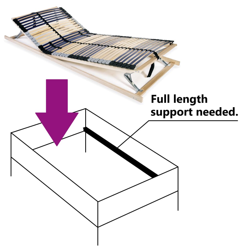 vidaXL Slatted Bed Base without Mattress with 42 Slats 7 Zones 90x200 cm