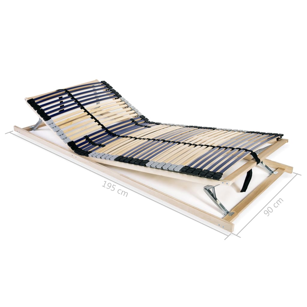 vidaXL Slatted Bed Base without Mattress with 42 Slats 7 Zones 90x200 cm