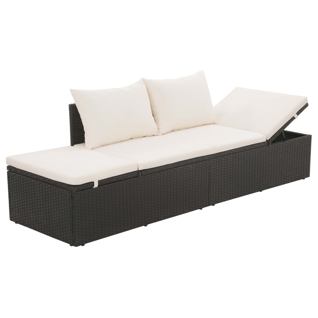 vidaXL Garden Bed Black 195x60 cm Poly Rattan