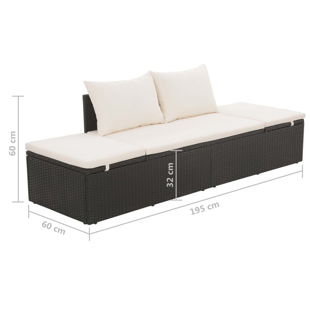 vidaXL Garden Bed Black 195x60 cm Poly Rattan