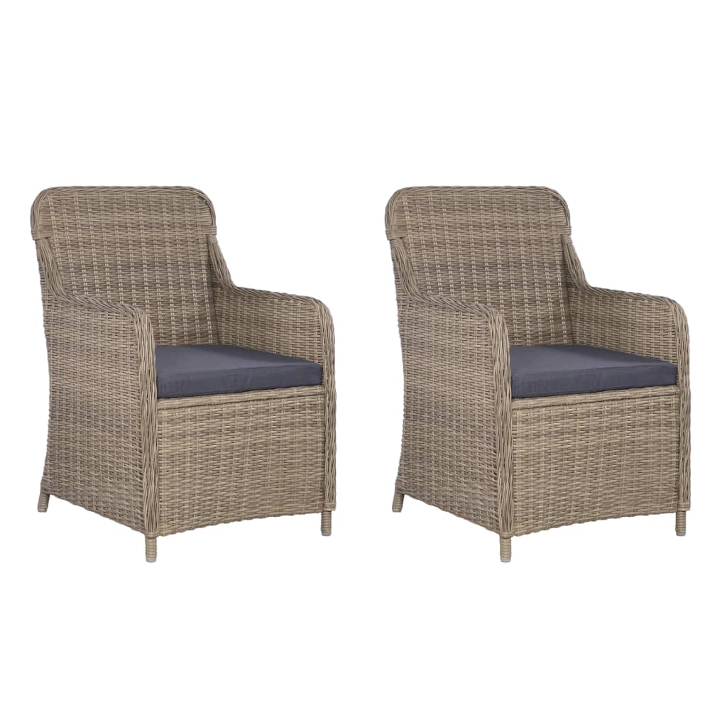vidaXL Outdoor Chairs with Cushions 2 pcs Poly Rattan Black