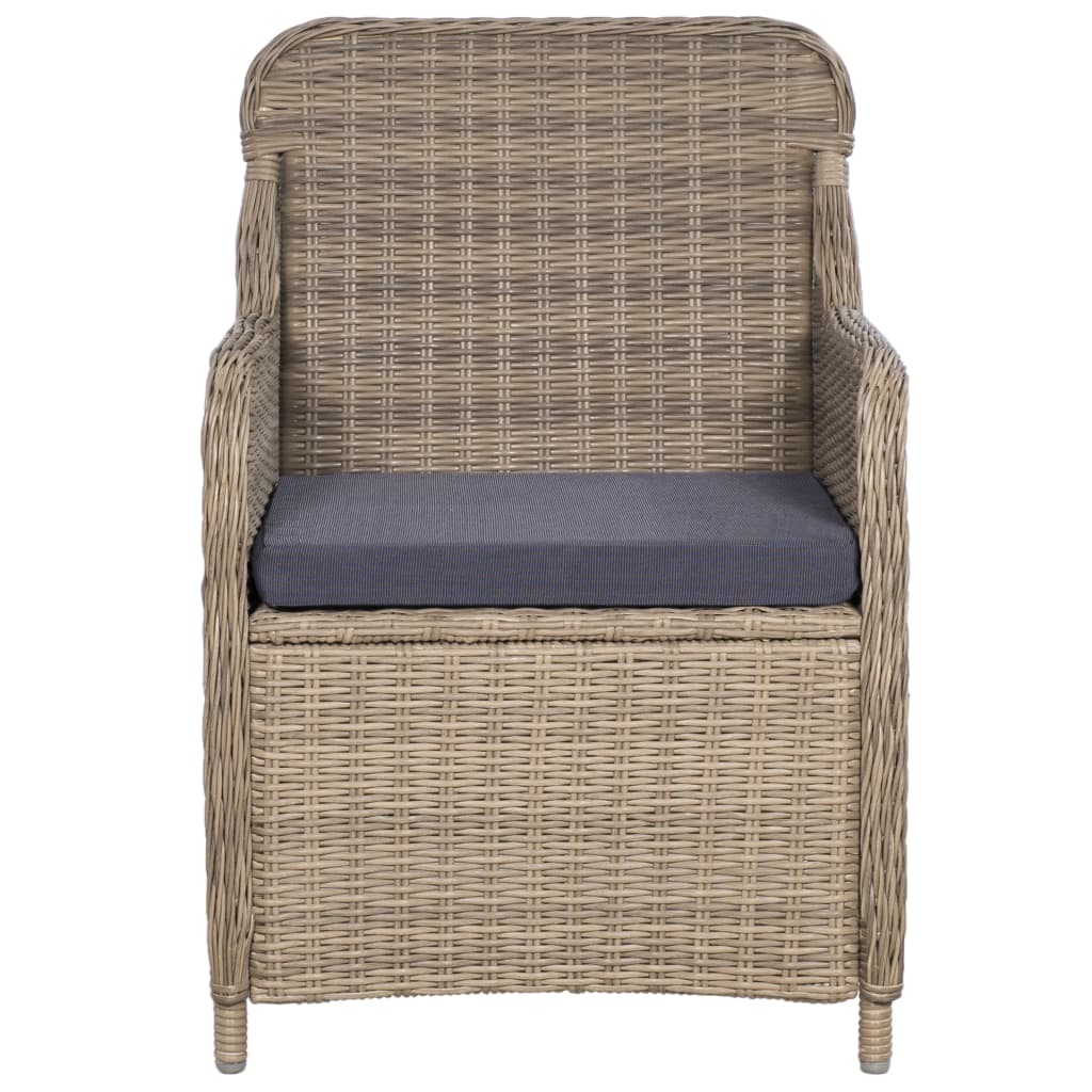 vidaXL Outdoor Chairs with Cushions 2 pcs Poly Rattan Black