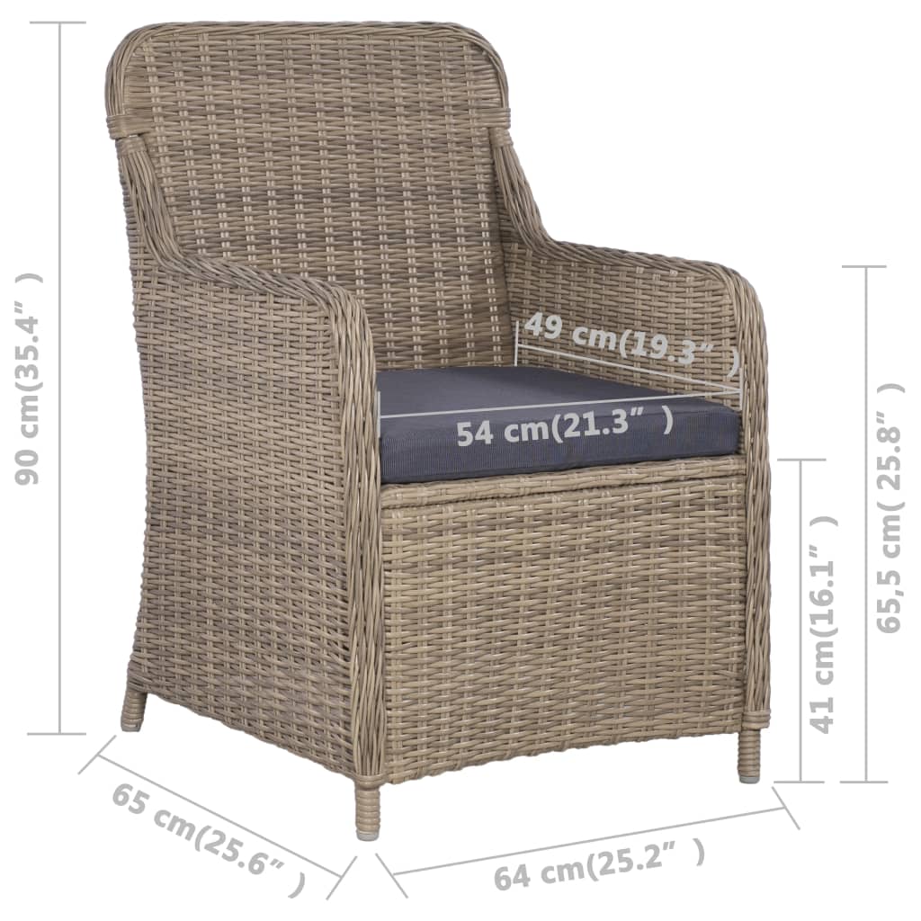 vidaXL Outdoor Chairs with Cushions 2 pcs Poly Rattan Black