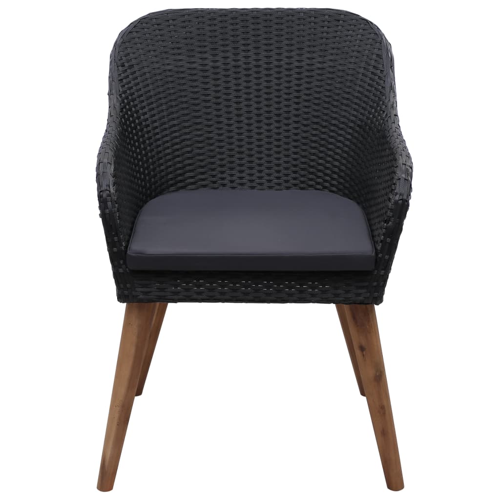 vidaXL Outdoor Chairs with Cushions 2 pcs Poly Rattan Black