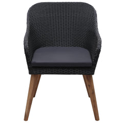 vidaXL Outdoor Chairs with Cushions 2 pcs Poly Rattan Black