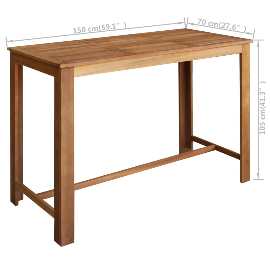 vidaXL Bar Table Solid Acacia Wood 120x60x105 cm